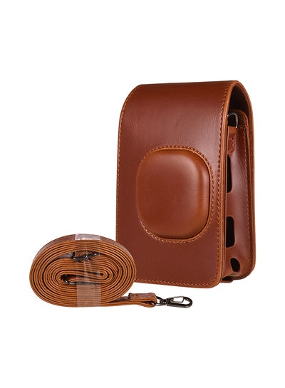 Buy Compact Size PU Leather With Shoulder Strap Camera Case Bag Brown in Saudi Arabia