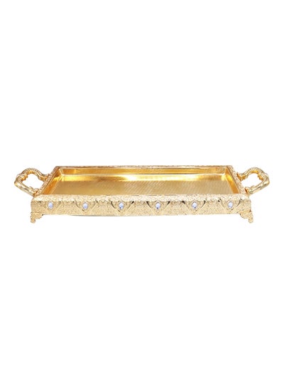 Buy Stainless Steel Decorative Serving Tray Gold 50x27centimeter in Saudi Arabia