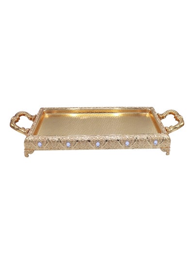 اشتري Crystal Decorated Serving Tray Gold 45x27centimeter في السعودية