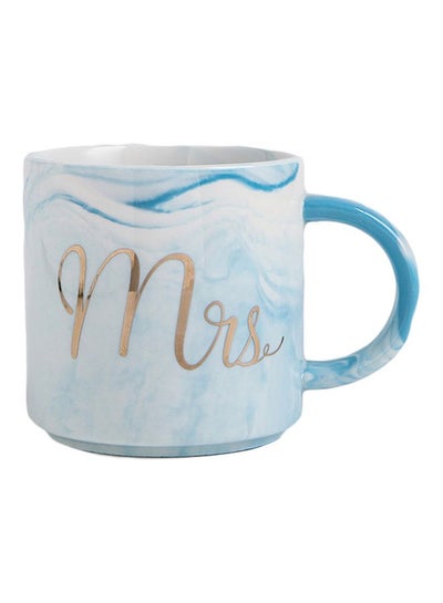 Buy Mrs Printed Ceramic Mug Blue/White/Gold 8.6x8.7centimeter in Saudi Arabia