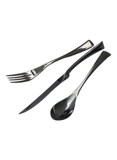 Buy 3-Piece Stainless Steel Cutlery Set Black in Saudi Arabia