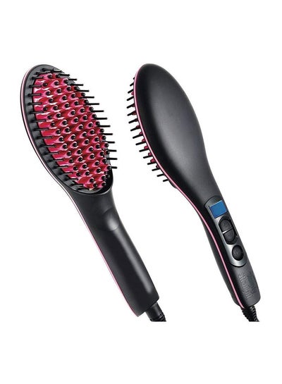 Buy Professional Electric Hair Straightener Brush With LCD Screen Black/Red in Egypt