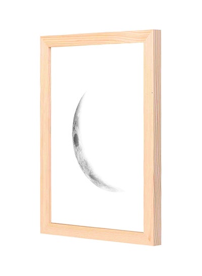 Buy Half Moon Wooden Framed Decorative Wall Art Painting Black/White 23x33cm in Saudi Arabia