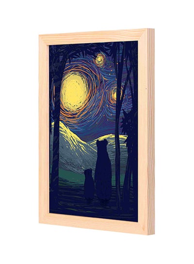 Buy Cartoon Wooden Framed Decorative Wall Art Painting Blue/Yellow 23x33centimeter in Saudi Arabia