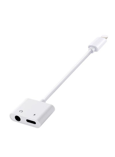 Buy 2-In-1 Lighting Charger Adapter For iPhone X/8/7 Plus White in UAE