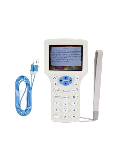 Buy Handheld IC/ID/HID MiFare Access Control Card Reader With USB Cable White 6.5x3.5x1.4inch in UAE
