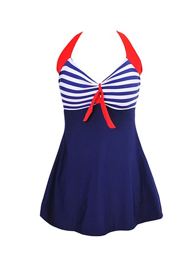 Buy One-Piece Striped Swimwear Blue in Saudi Arabia