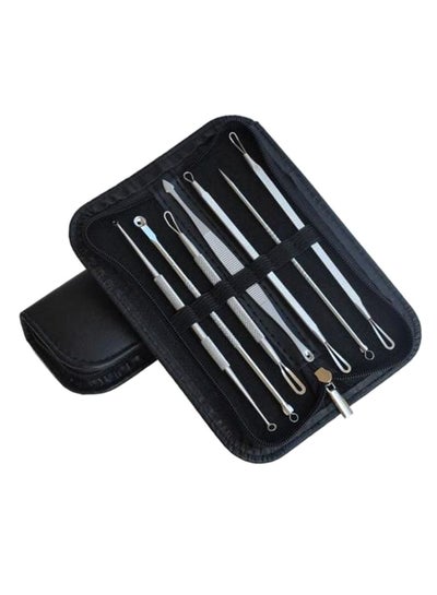 Buy 7-Piece Blackhead And Whitehead Remover Kit With Bag Silver/Black in Egypt