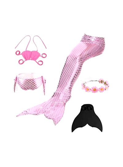 Buy 4-Piece Mermaid Swimming Suit Set With Fin in UAE