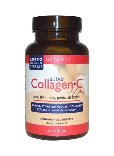 Buy Super Collagen Plus C Type 1 And 3 6000 Mg-120 Tablets in Saudi Arabia