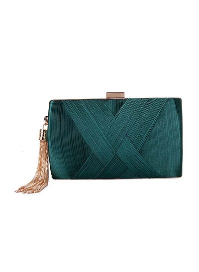 Buy Women's Clutch Sweet Elegant Solid Color Tassel Decor Party Mini Bag Green in Saudi Arabia