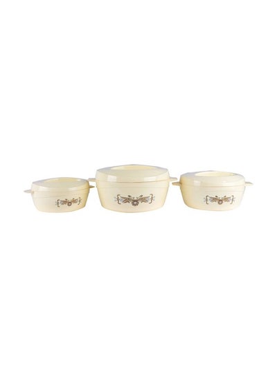 Buy 3-Piece Casserole Container Set White 0.8x1.5x2.5Liters in Saudi Arabia