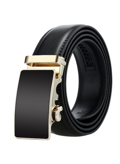 Buy Genuine Leather Belt With Automatic Locking Buckle Black/Gold in Saudi Arabia