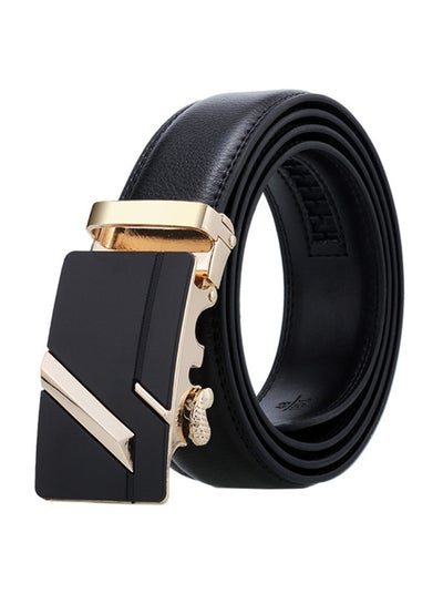 اشتري حزام من الجلد الطبيعي مع إبزيم قفل تلقائي أسود/ذهبي في السعودية