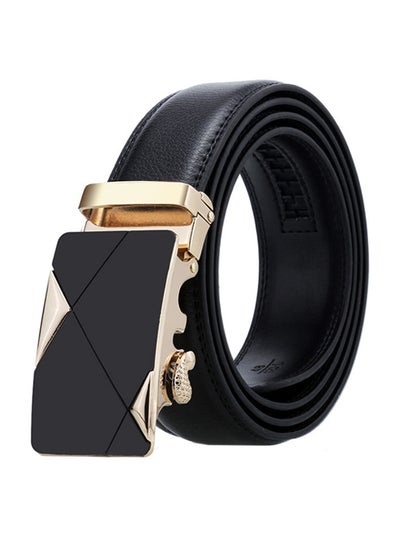 Buy Genuine Leather Belt With Automatic Locking Buckle Black/Gold in Saudi Arabia