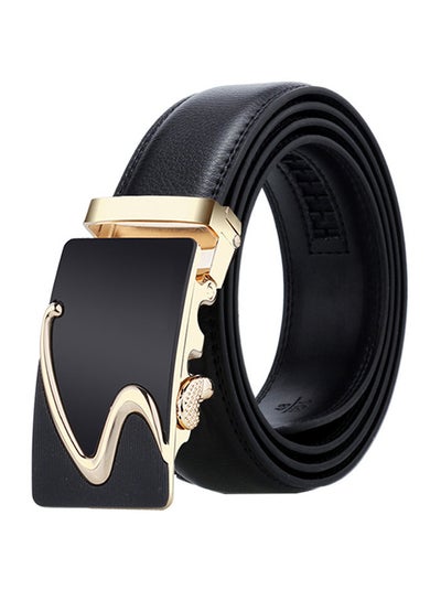 Buy Genuine Leather Belt With Automatic Locking Buckle Black/Gold in UAE