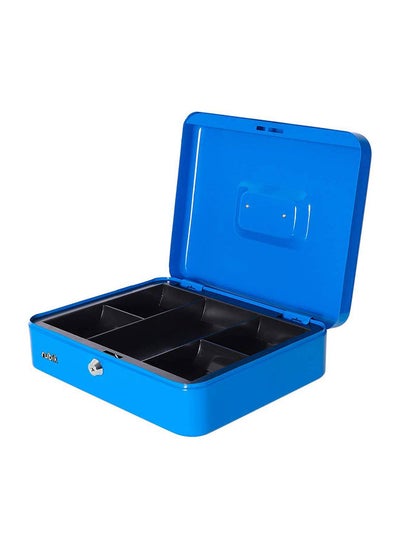Buy Portable Money Safe Box with Tray And Lock Blue 30 x 24 x 9centimeter in UAE