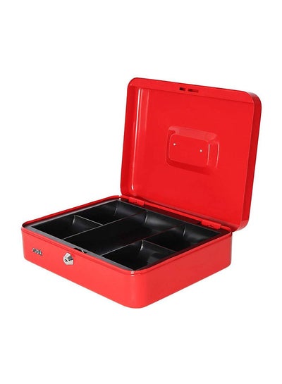 Buy Portable Money Safe Box with Tray And Lock Red 30 x 24 x 9centimeter in UAE