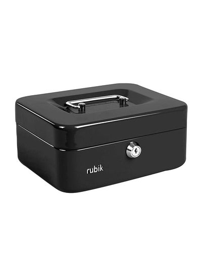 Buy Portable Money Safe Box with Tray And Lock Black 20 x 17.5 x 9centimeter in Saudi Arabia