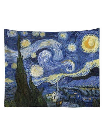 Buy Starry Night Printed Tapestry Blue/Yellow/Green 150 x 200centimeter in UAE