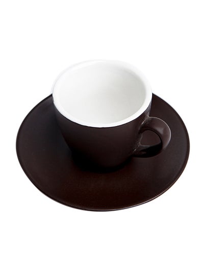 Buy Ceramic Coffee Cup And Saucer Brown 11.7x11.7x1.8cm in UAE