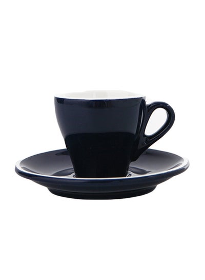 Buy Ceramic Cup And Saucer Navy Blue 90ml in Saudi Arabia