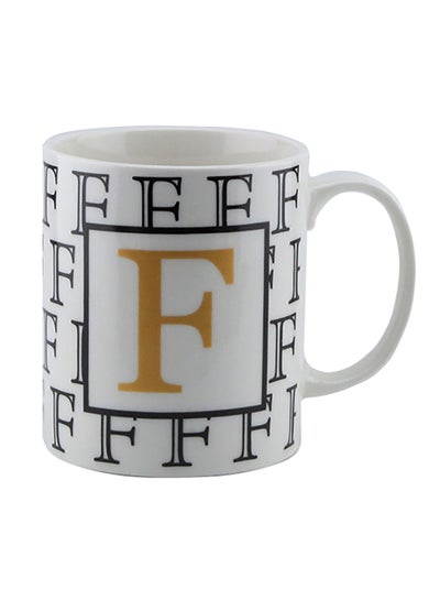 Buy Letter Printed Porcelain Tea And Coffee Mug White in UAE