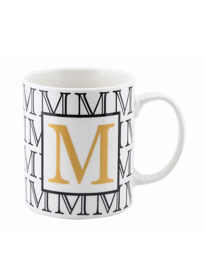 Buy Letter Printed Porcelain Tea And Coffee Mug White in UAE