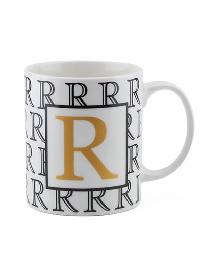 Buy Letter Printed Porcelain Tea And Coffee Mug White in UAE