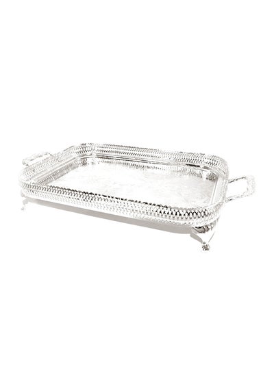 Buy Rectangular Tray With Handels Silver 25x44x8centimeter in UAE