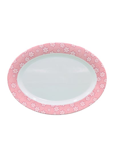 Buy Platter Plate White/Pink 12inch in UAE