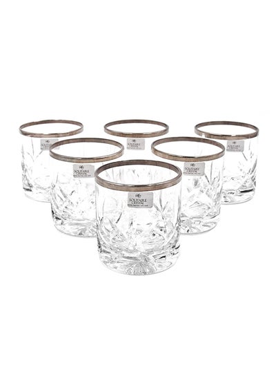 Buy 6-Piece Glass Set Clear/Silver 21x28x9cm in UAE