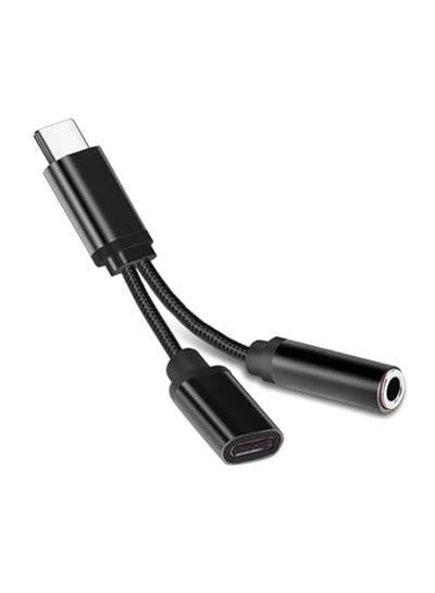 Buy 2 In 1 USB Type-C Charging Cable With Audio Cable Black in Saudi Arabia