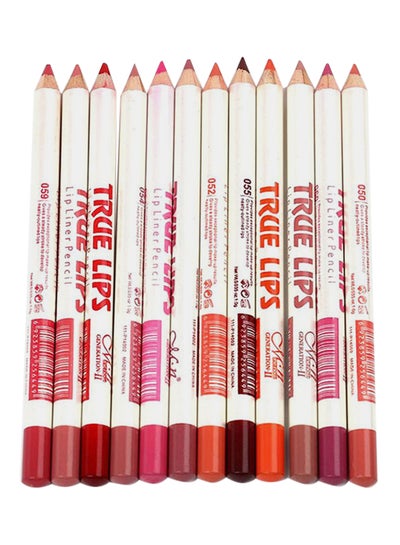 Buy 12-Piece True Waterproof Lipliner Pencil Set Multicolour in UAE