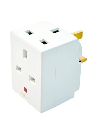 Buy 3-Way Multi Plug Fused Socket Adapter White 4x5x8centimeter in UAE