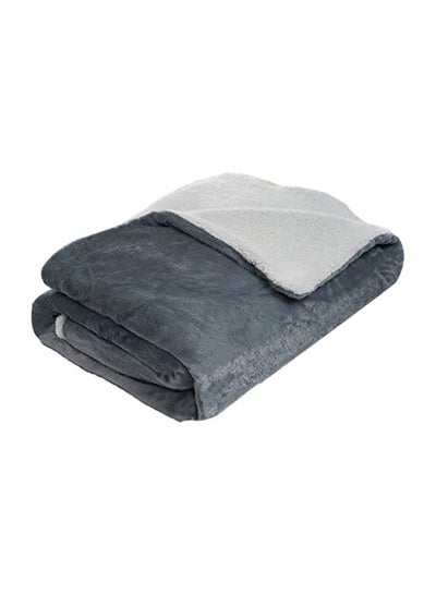 Buy Fleece Throw Blanket polyester Grey/White Twin in UAE