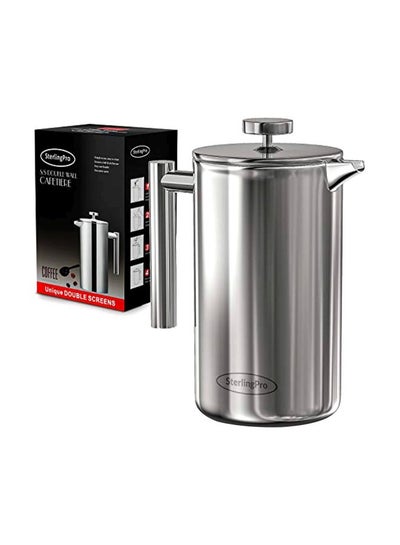 Secura French Press Coffee Maker, 304 Grade Stainless Steel Insulated  Coffee Press with 2 Extra Screens, 34oz (1 Litre), Silver