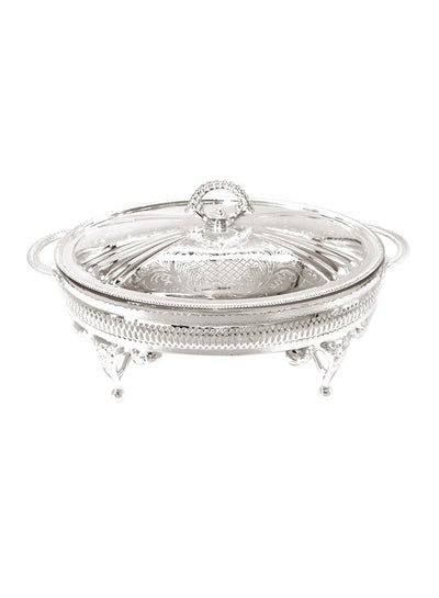 Buy Oval Casserole Warmer Silver 23X37X15centimeter in UAE