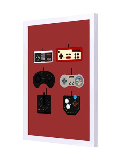 Buy Wooden Frame Gaming Joystick Wall Painting Black/White 33x43cm in Saudi Arabia