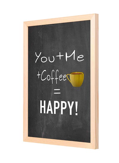 اشتري لوحة فنية لديكور الحائط بإطار خشبي مطبوعة بعبارة "You Me And Coffee" رمادي / أبيض 33 x 43سم في السعودية