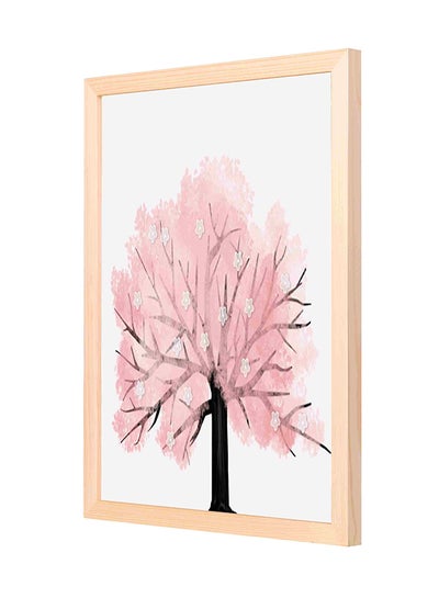 Buy Tree Wooden Framed Decorative Wall Art Painting Pink/White 33x43cm in Saudi Arabia