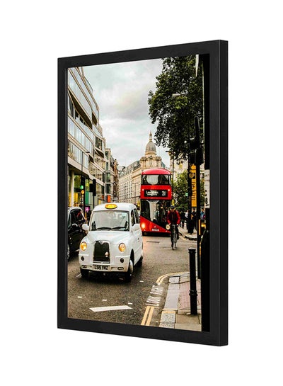 Buy Vehicle Travelling On Road Wooden Framed Wall Art Painting Multicolour 33 x 43cm in Saudi Arabia