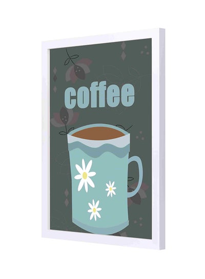 Buy Coffee Cup Wooden Framed Wall Art Painting Multicolour 33x43cm in Saudi Arabia