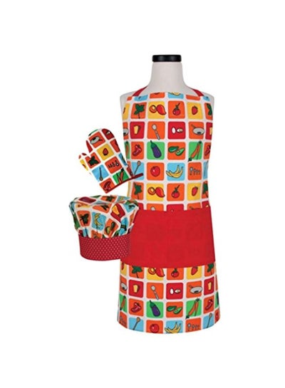 Buy Printed Cotton Apron, Mitt and Chef's Hat Set Farmers Market 19x20inch in Egypt