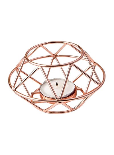 Buy Geometric Design Candle Holder Gold 4x2.125inch in UAE