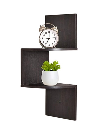 Buy 2-Tier Corner Floating Zigzag Shelves Black 2.5x8x8inch in UAE