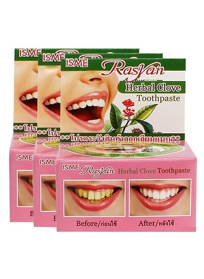 Buy Pack Of 3 Rasyan Herbal Clove Toothpaste 25grams in UAE