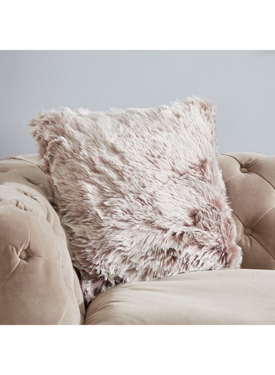 Buy Faux Sheep Skin cushion Polyester Dyed Brown 45x45x10cm in Saudi Arabia