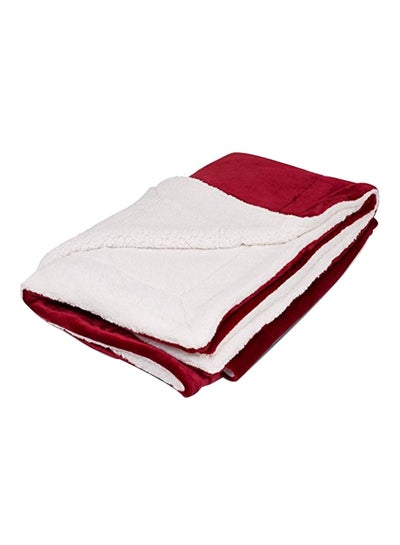 Buy Reversible Sherpa Throw Blanket Red/White 50x60inch in UAE