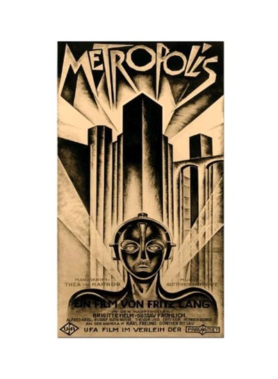 اشتري لوحة فنية ملفوفة من قماش الكانفاس بنمط ملصق فيلم "Metropolis" بيج / أسود 14x18بوصة في الامارات